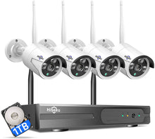 Load image into Gallery viewer, [Expandable 8CH,2K] Hiseeu Wireless Security Camera System with 1TB Hard Drive with One-Way Audio,8 Channel NVR 4Pcs 1296P 3.0MP Night Vision WiFi Security Surveillance Cameras DC Power Home Outdoor
